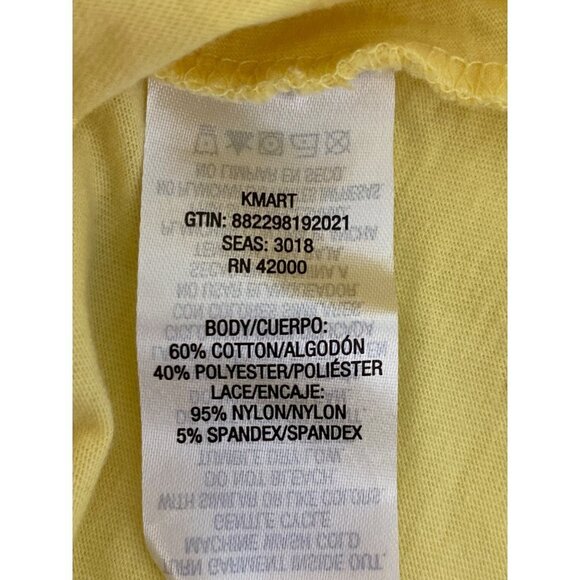 Basic Editions Green yellowFloral Lace Front Crew Neck‎ Short Sleeve Top Size XL - Picture 6 of 7